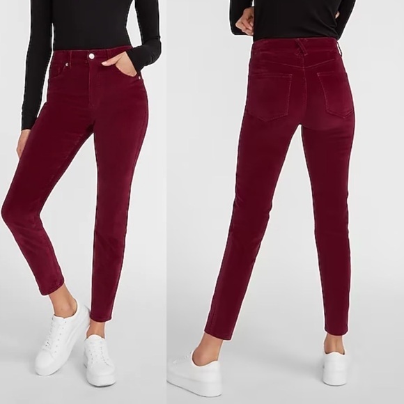 Express NWT High Waisted Skinny Velvet Pants - Picture 2 of 10